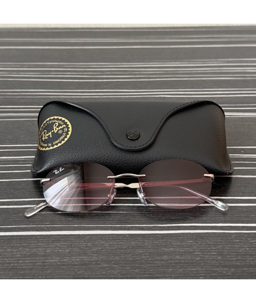 RAY BAN Серебряные металлические солнцезащитные очки, фото 4