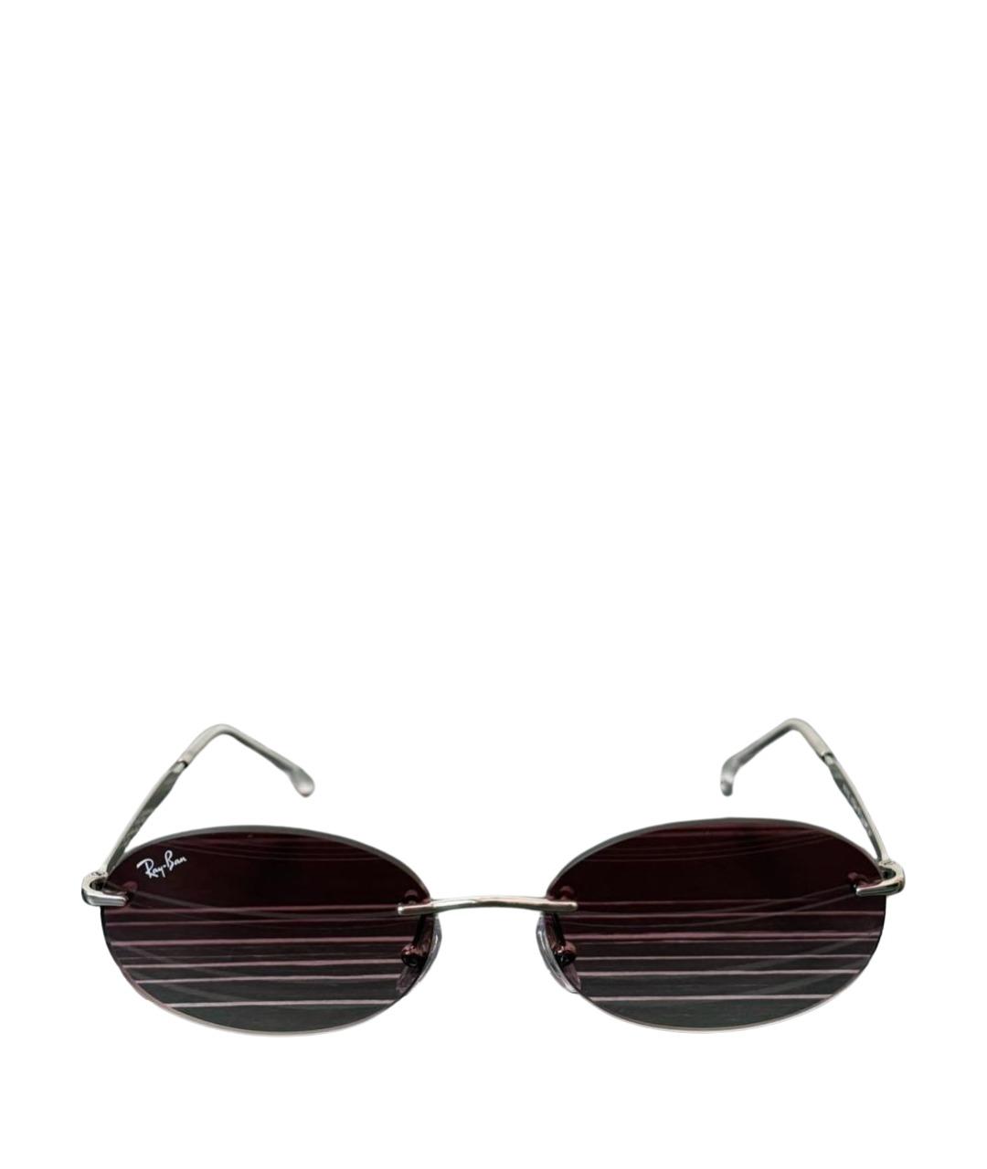 RAY BAN Серебряные металлические солнцезащитные очки, фото 1