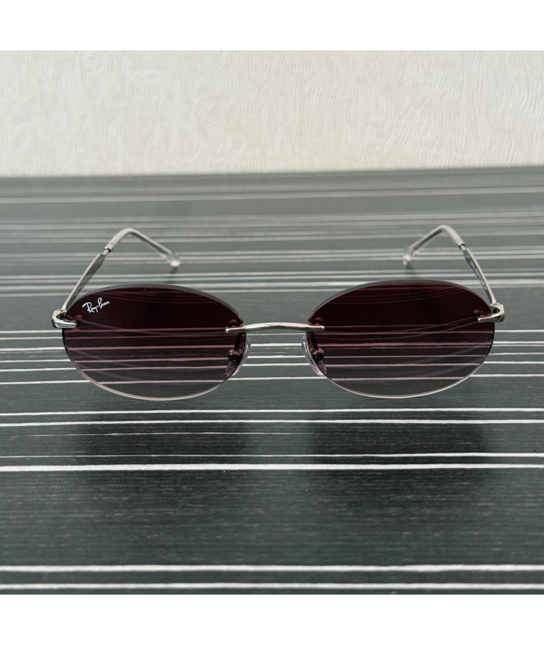 RAY BAN Серебряные металлические солнцезащитные очки, фото 5
