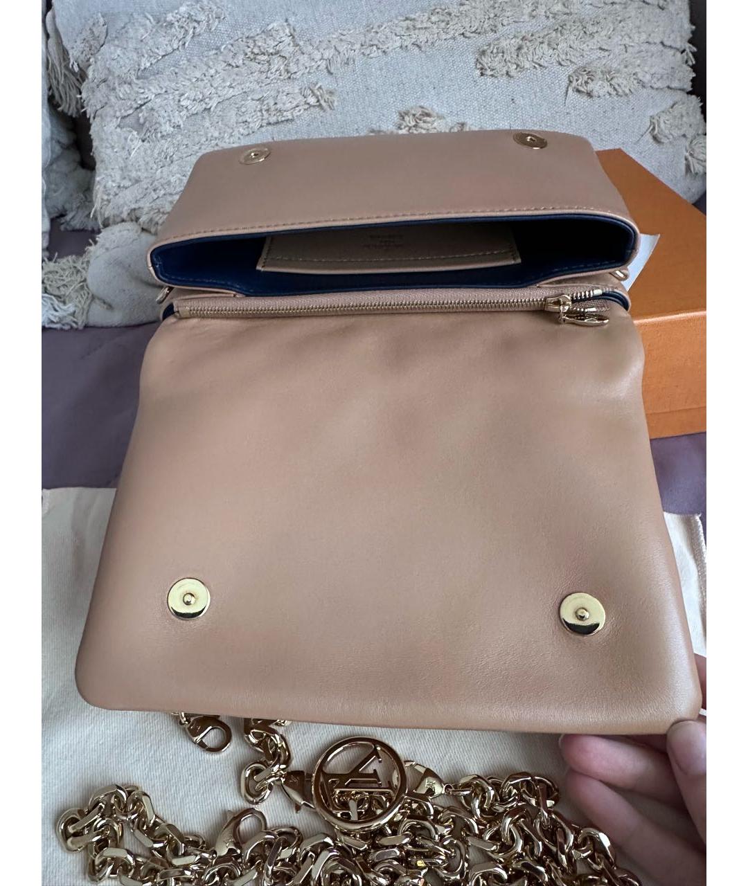 LOUIS VUITTON Бежевая кожаная сумка через плечо, фото 7