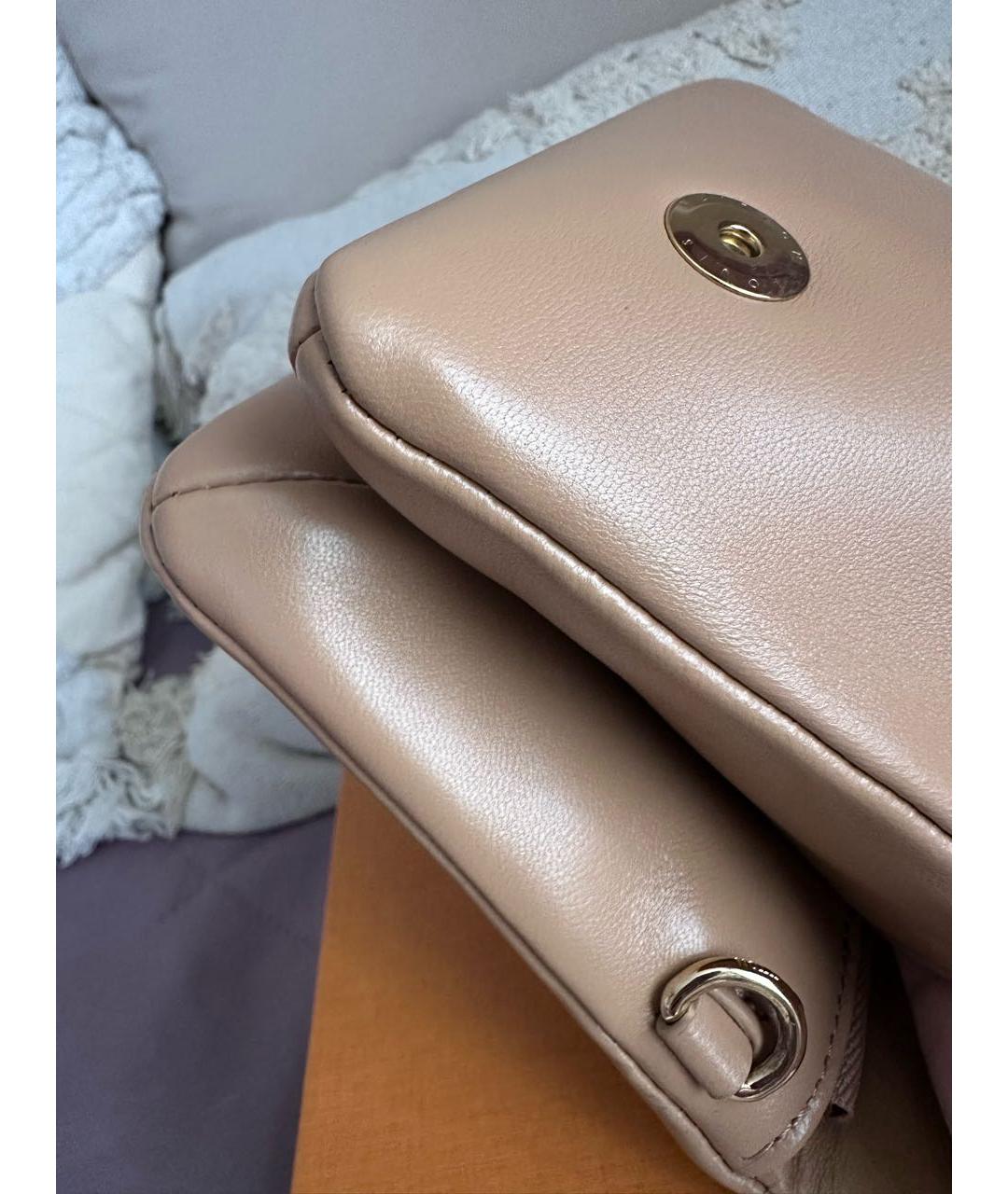 LOUIS VUITTON Бежевая кожаная сумка через плечо, фото 5