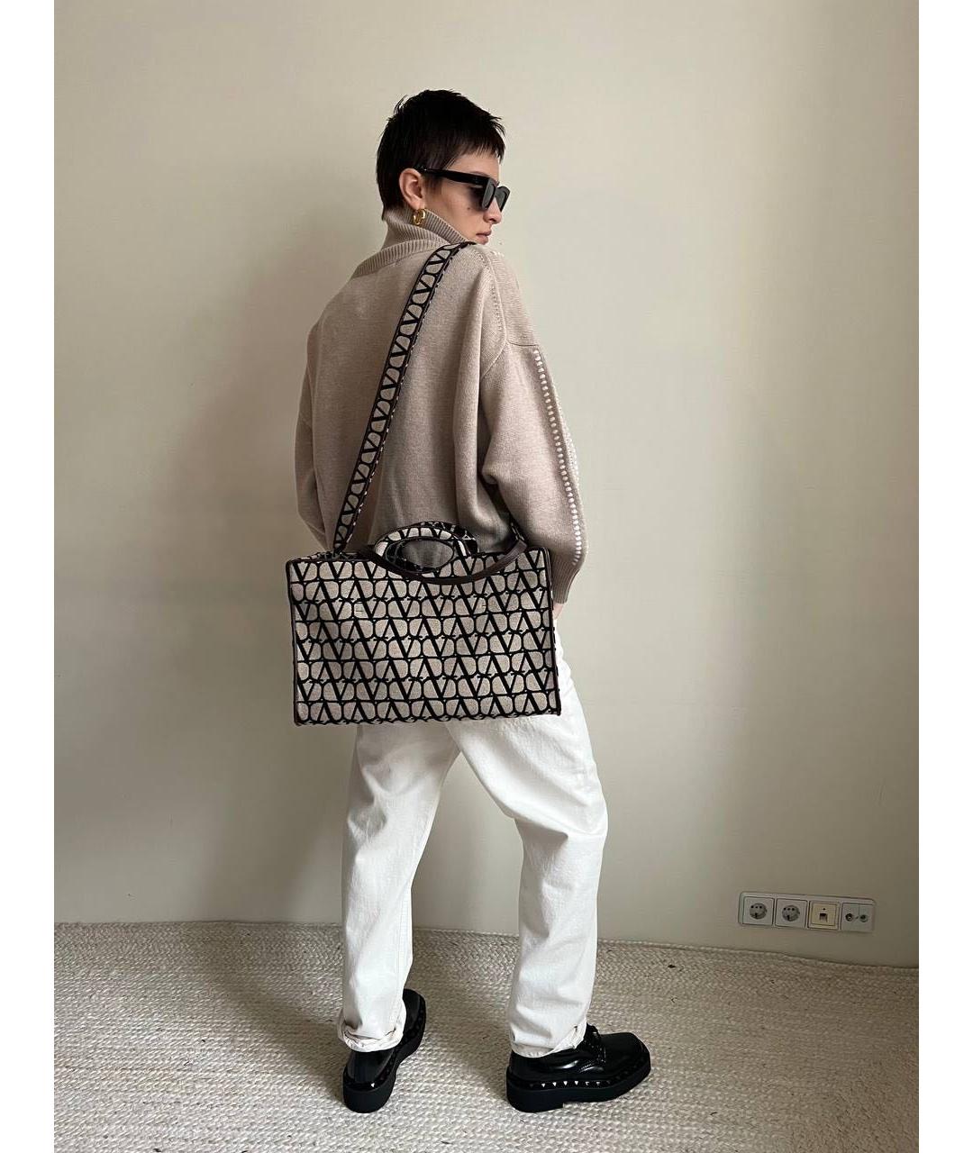 VALENTINO Коричневая хлопковая сумка тоут, фото 4