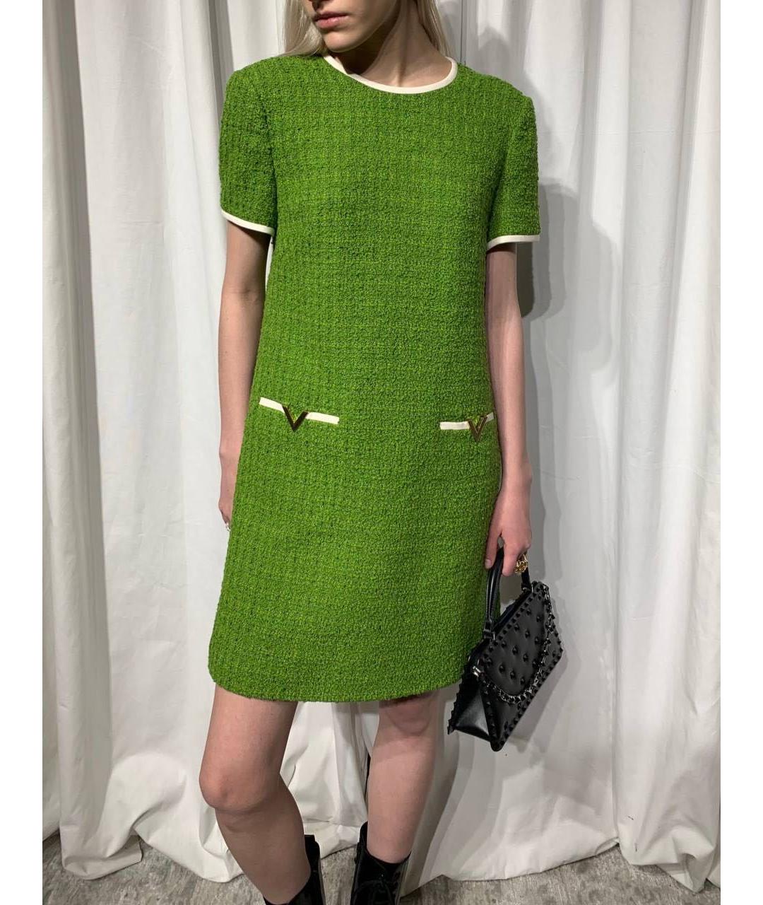 VALENTINO Зеленое вискозное повседневное платье, фото 4