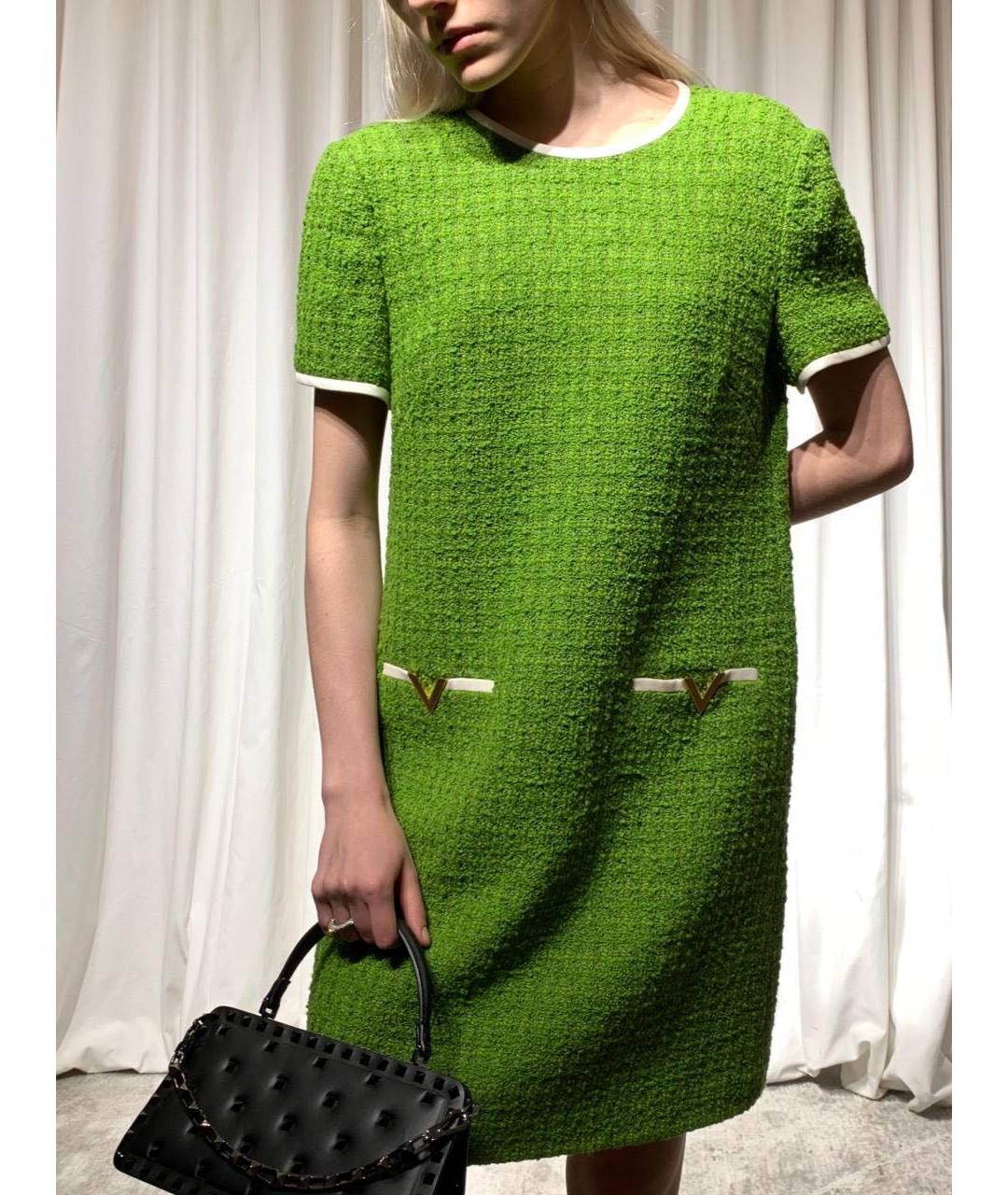 VALENTINO Зеленое вискозное повседневное платье, фото 2