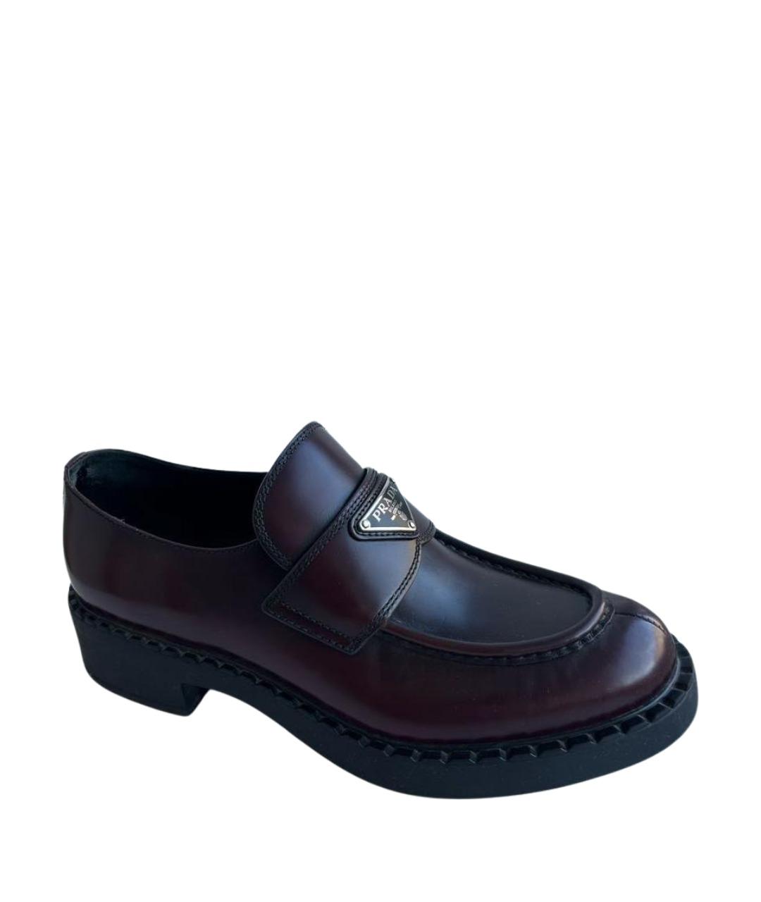PRADA Бордовые кожаные лоферы, фото 1