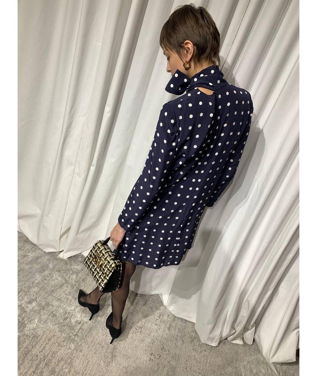 VALENTINO Темно-синее шелковое коктейльное платье, фото 5