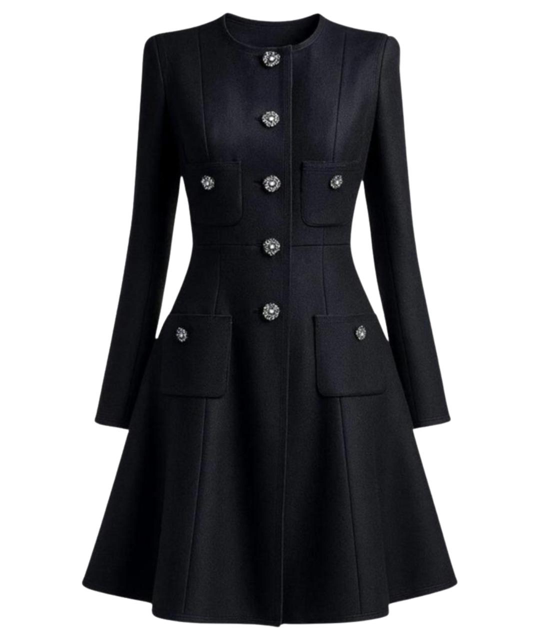 CHANEL Черное шерстяное пальто, фото 1