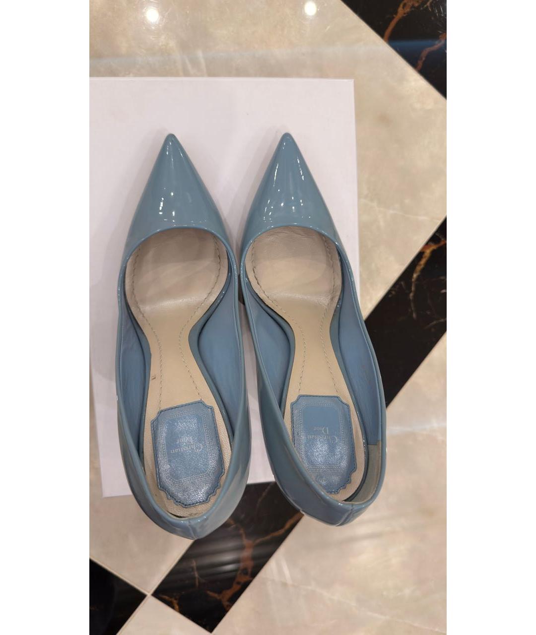 CHRISTIAN DIOR Голубые кожаные туфли, фото 3