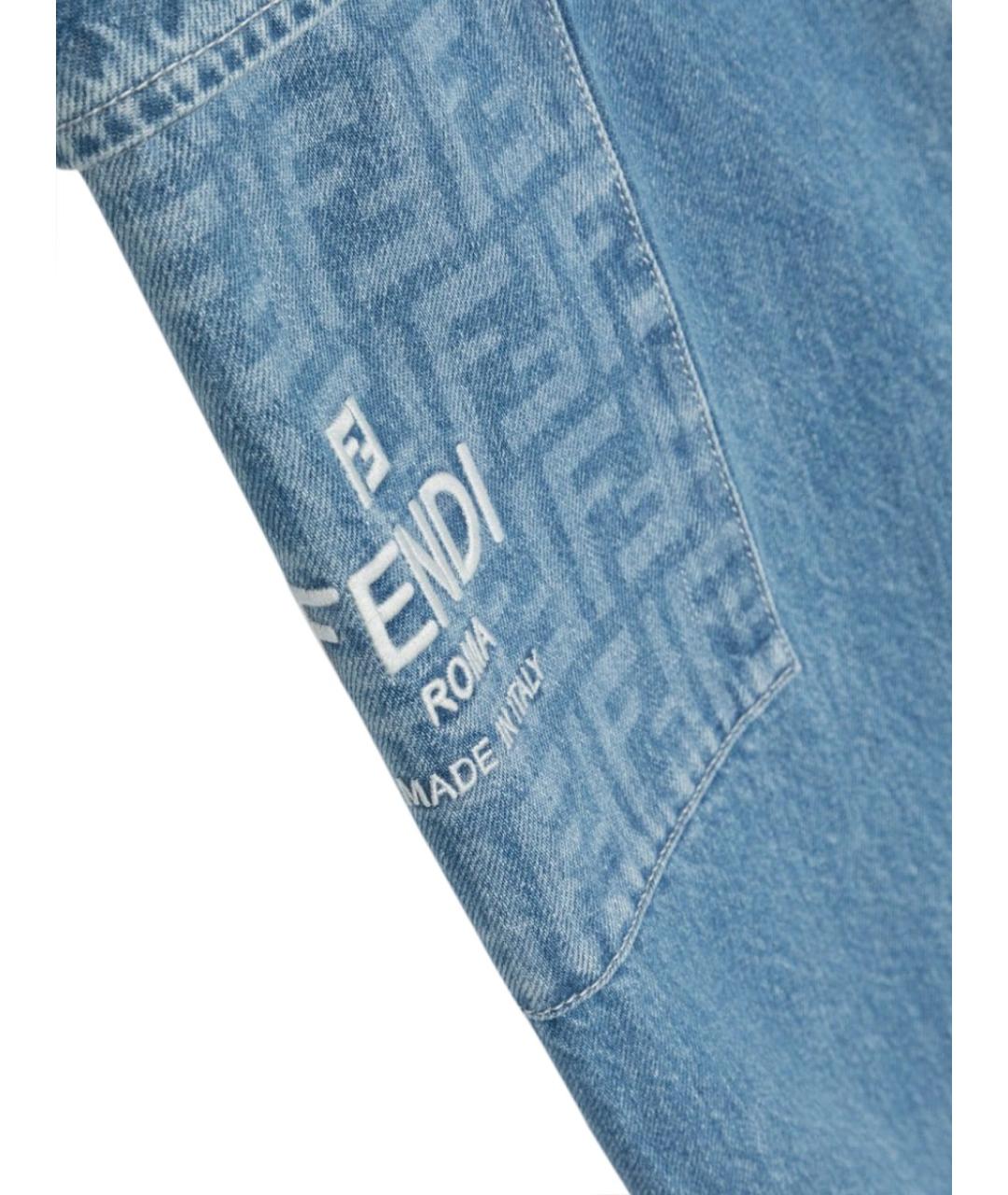 FENDI Голубые хлопковые детские джинсы, фото 3