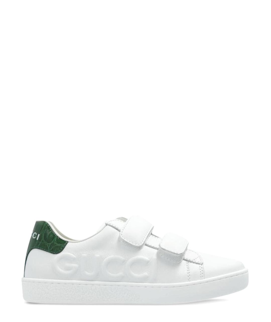 GUCCI Белые кожаные кеды, фото 1