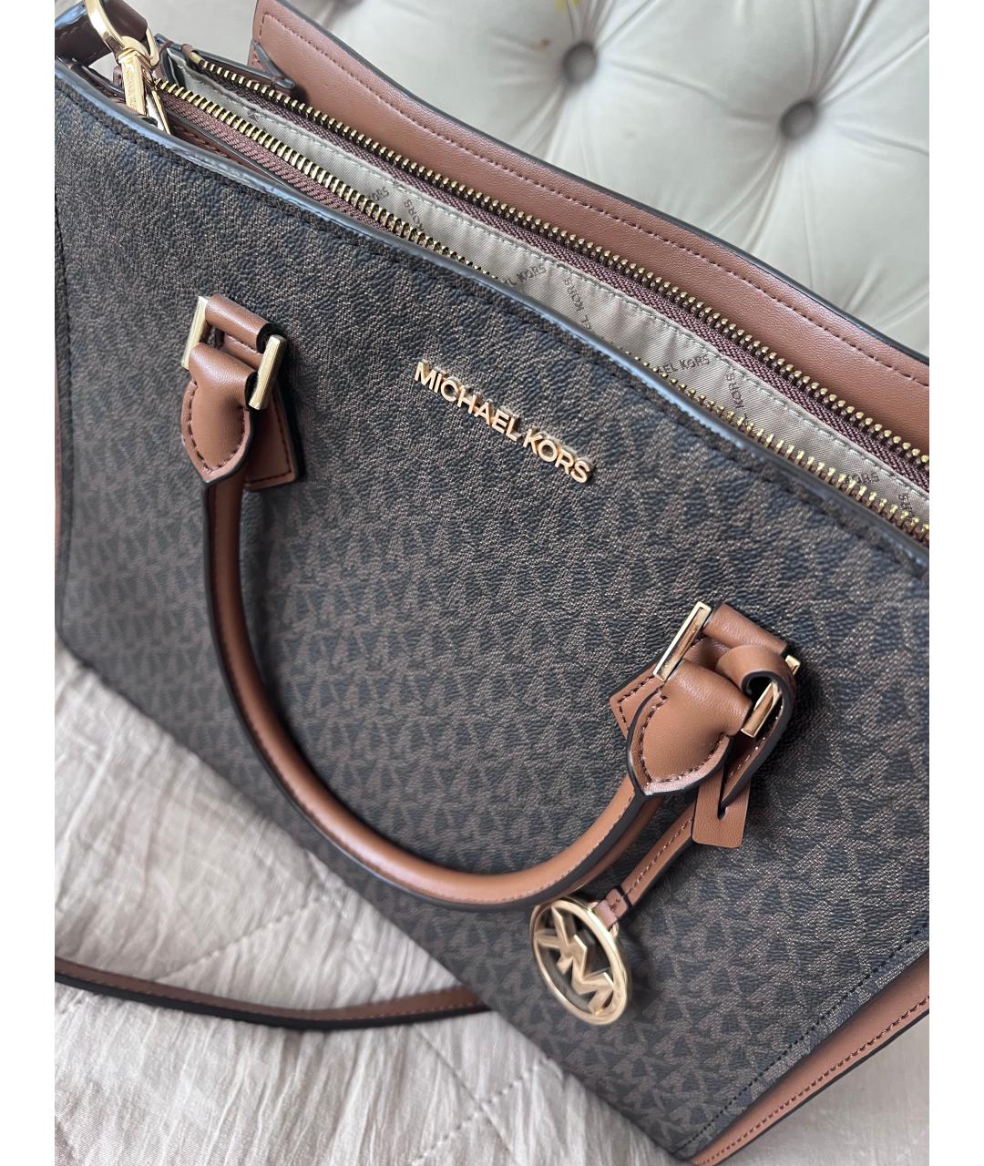 MICHAEL KORS Коричневая сумка через плечо из канвы, фото 5