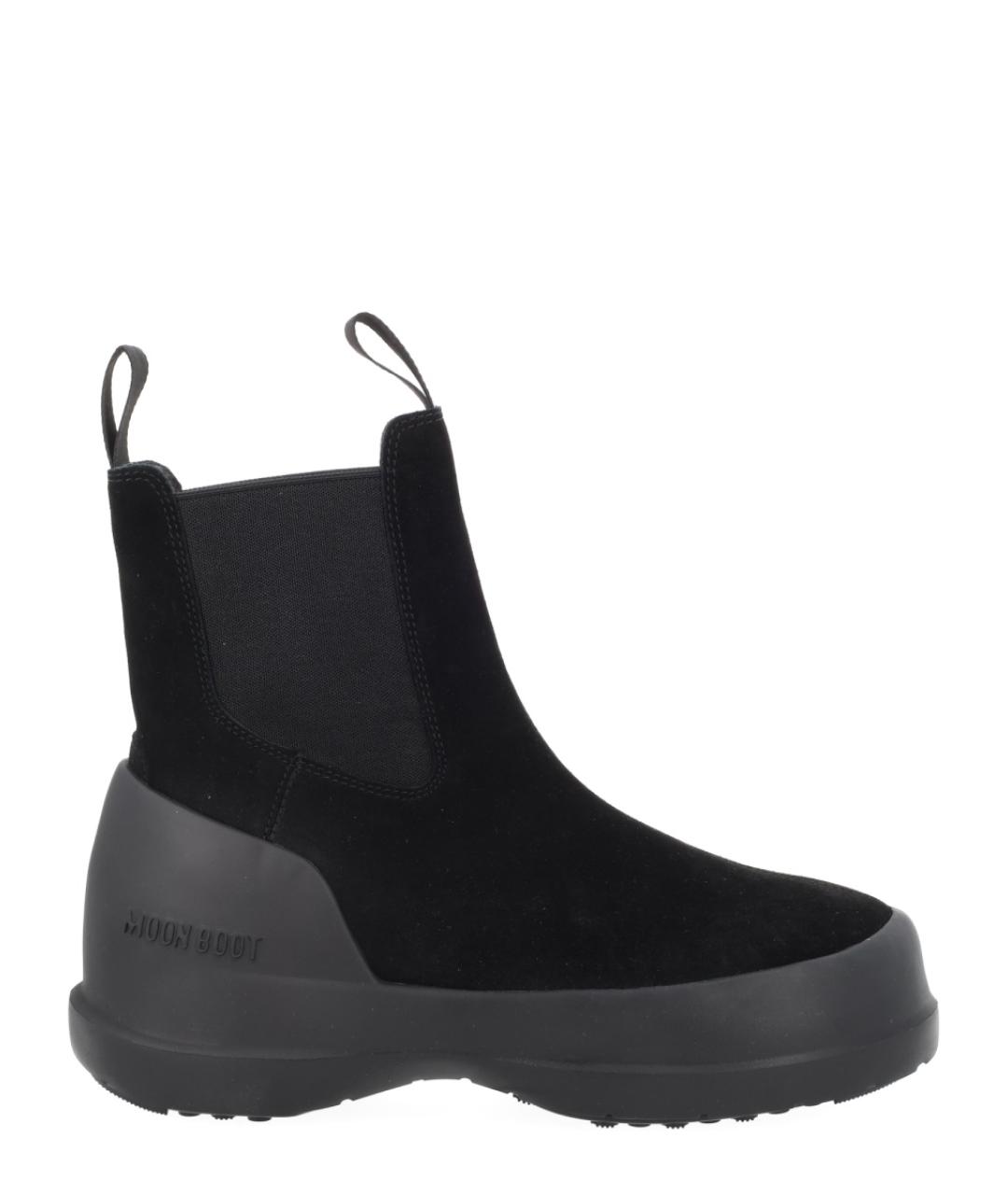 MOON BOOT Черные кожаные ботинки, фото 1