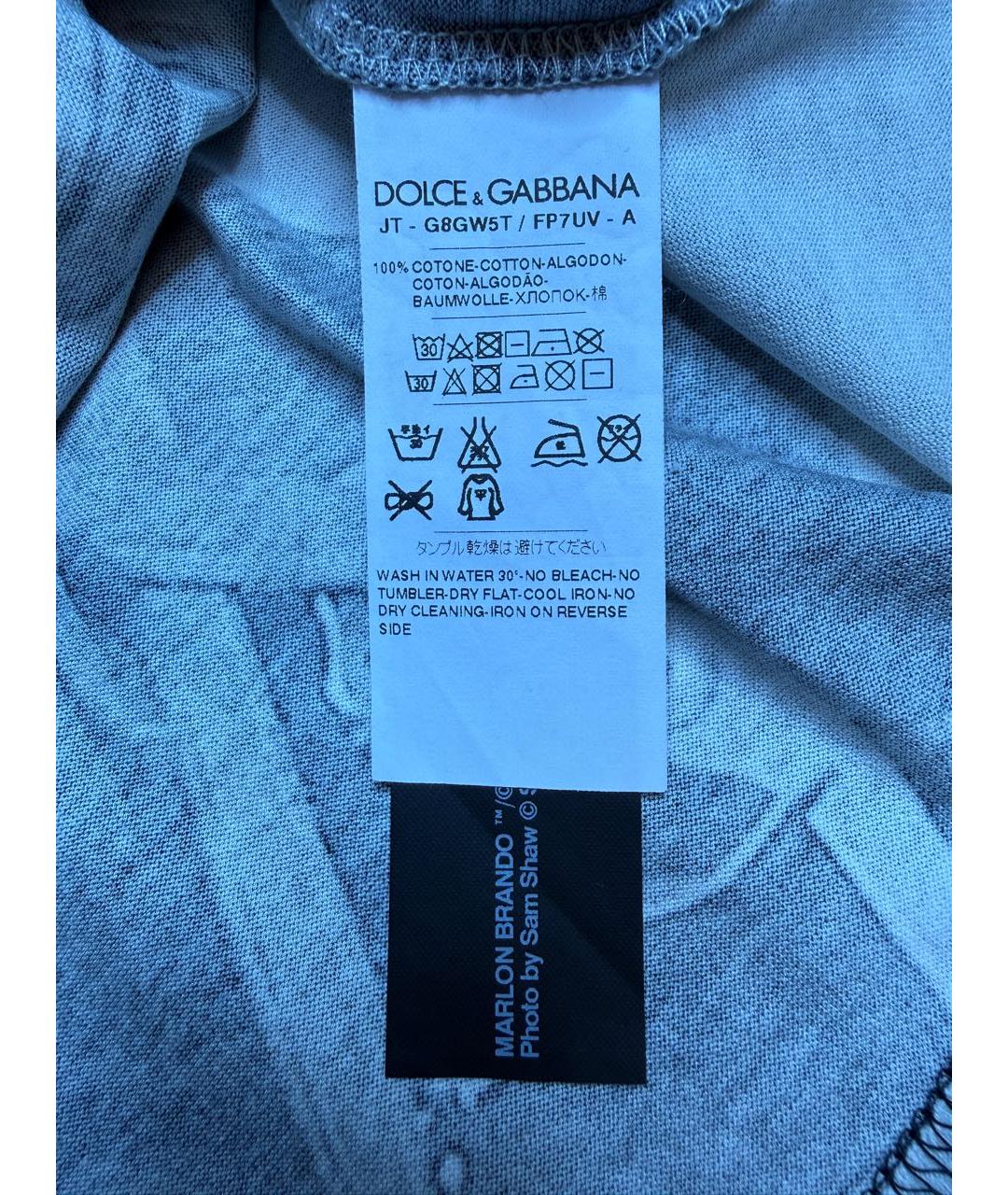 DOLCE&GABBANA Серая хлопковая футболка, фото 4