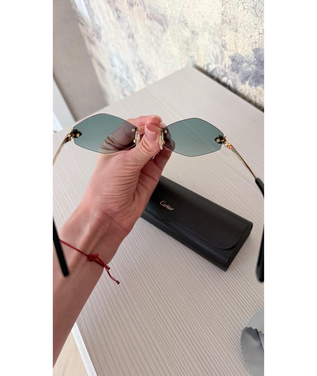 CARTIER Зеленые металлические солнцезащитные очки, фото 4