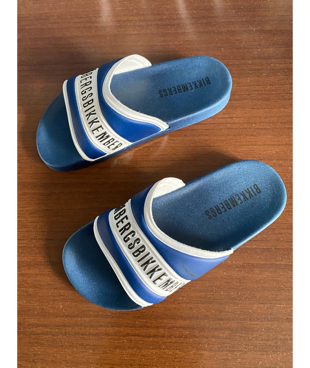 BIKKEMBERGS Синие резиновые сандалии и шлепанцы, фото 4