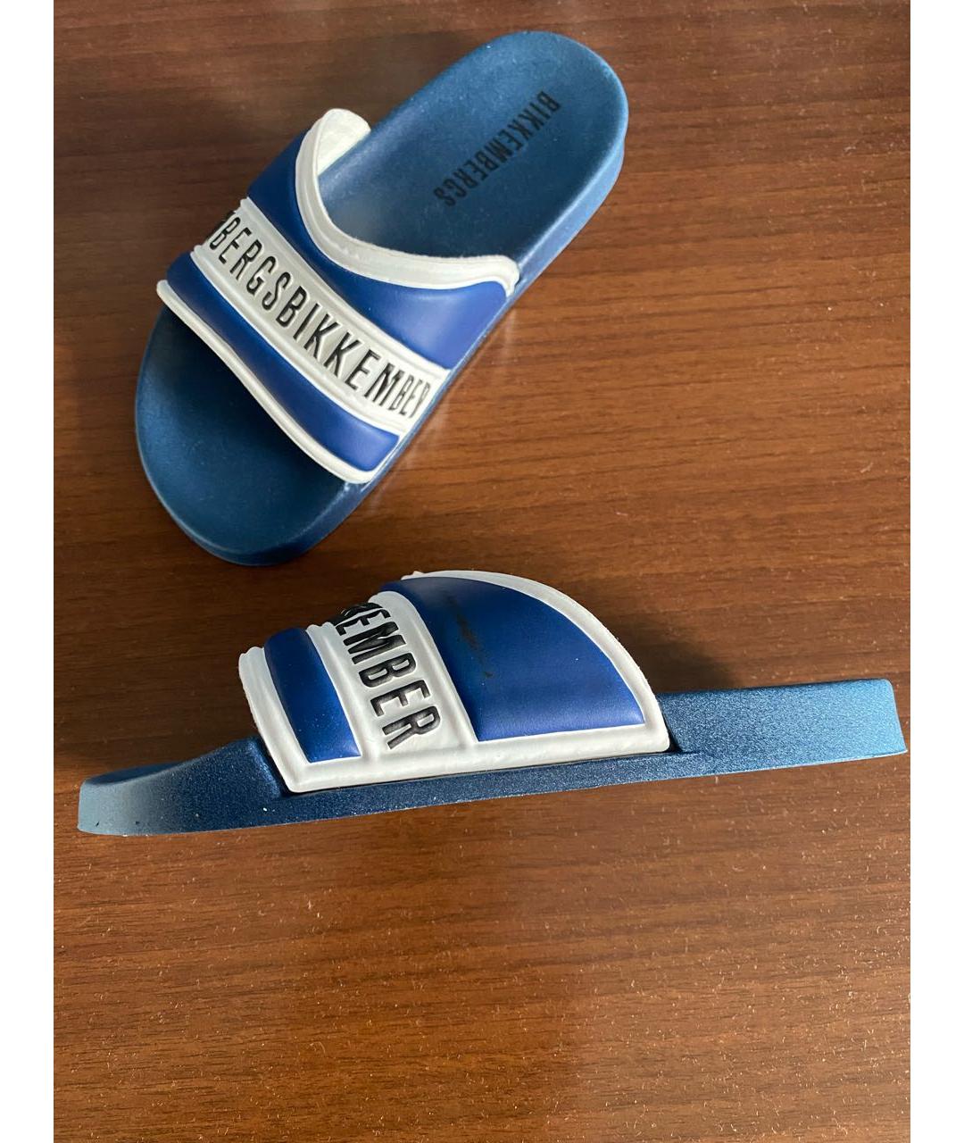BIKKEMBERGS Синие резиновые сандалии и шлепанцы, фото 2