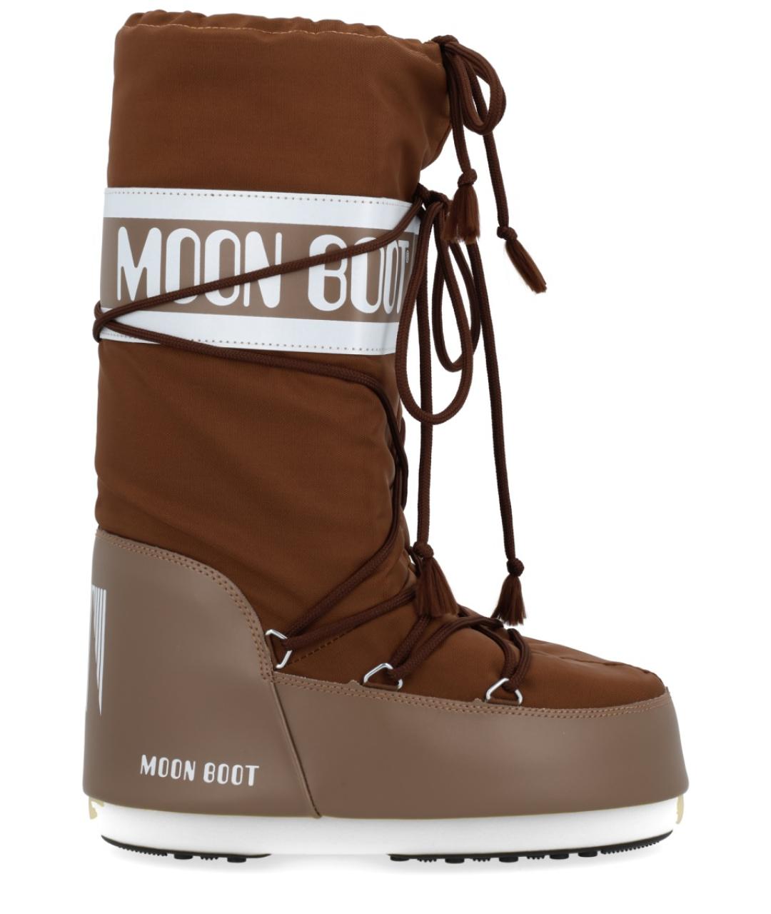 MOON BOOT Коричневые синтетические высокие ботинки, фото 1