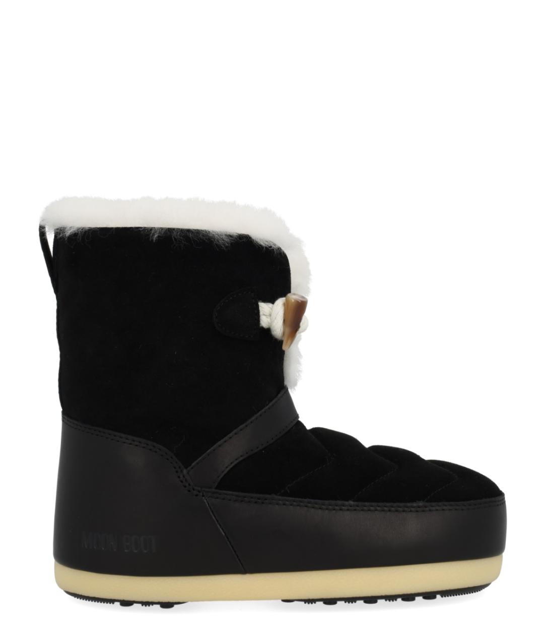 MOON BOOT Черные кожаные ботинки, фото 1