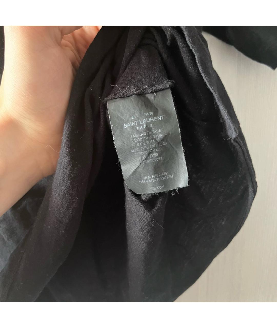 SAINT LAURENT Черная хлопковая футболка, фото 4