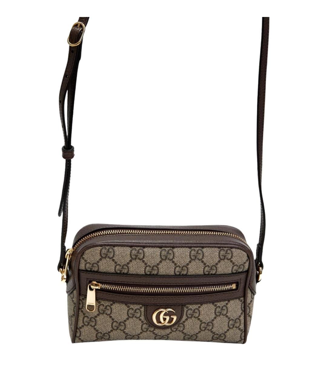 GUCCI Коричневая кожаная сумка через плечо, фото 1