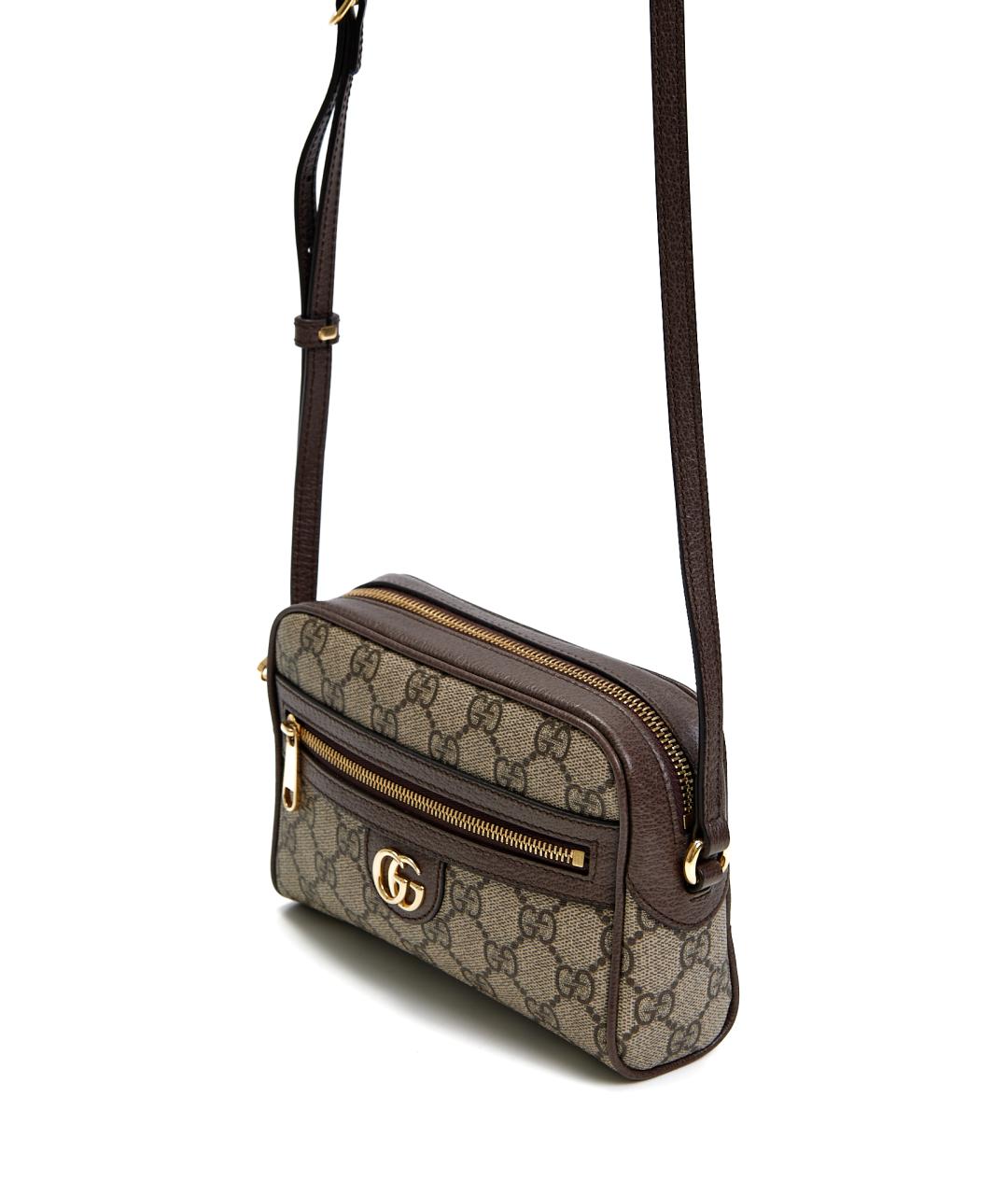 GUCCI Коричневая кожаная сумка через плечо, фото 2