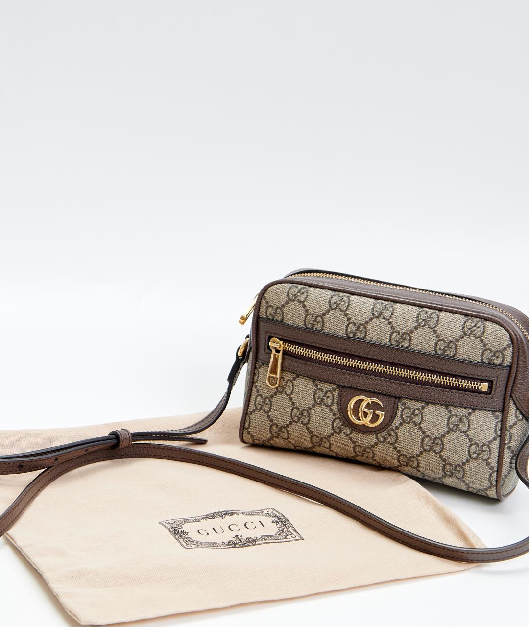 GUCCI Коричневая кожаная сумка через плечо, фото 4