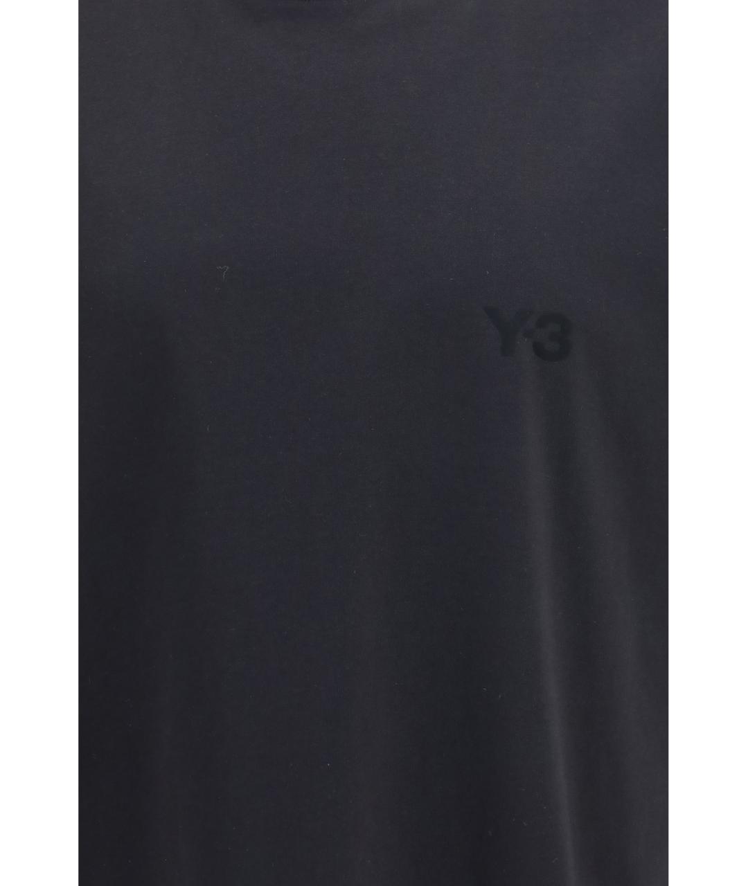 Y-3 Черная хлопковая футболка, фото 3