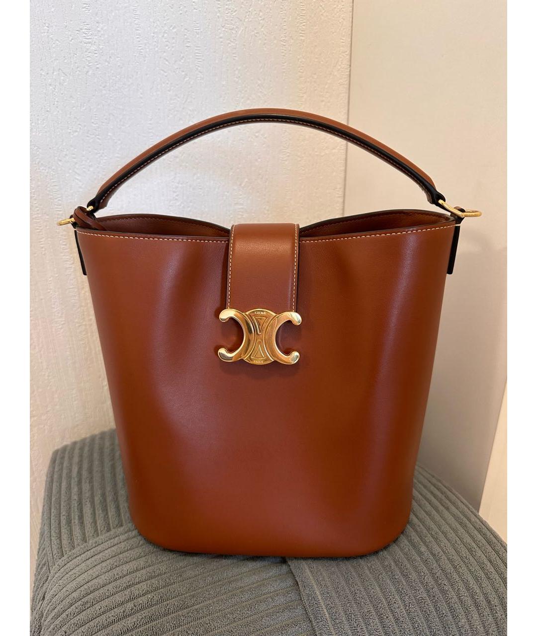 CELINE Коричневая кожаная сумка через плечо, фото 4