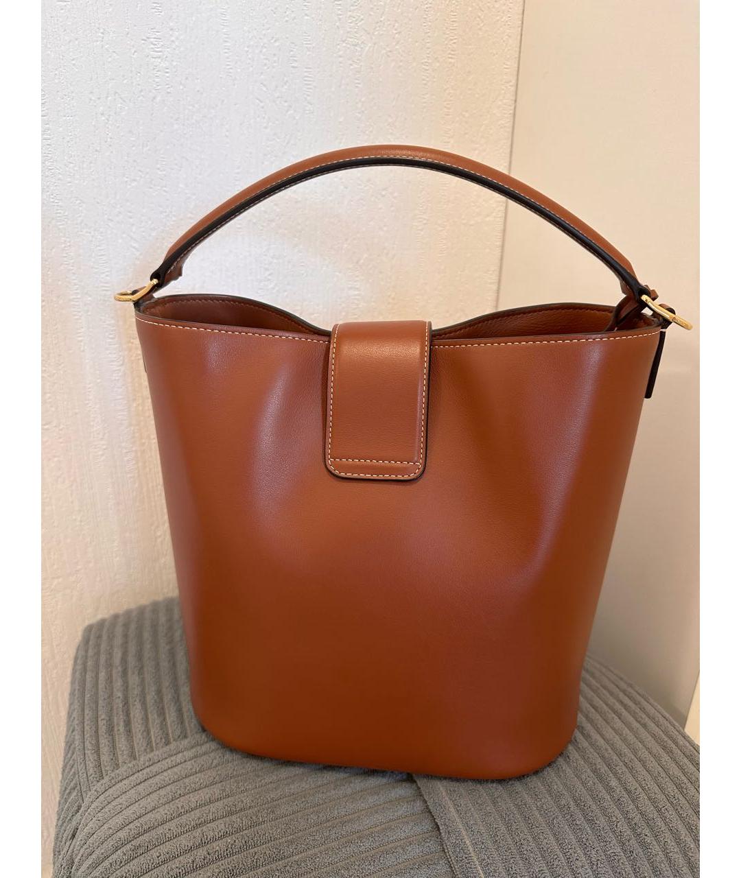 CELINE Коричневая кожаная сумка через плечо, фото 3