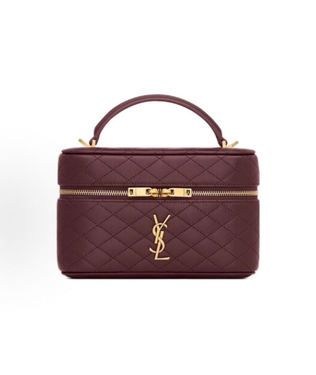 SAINT LAURENT Бордовая кожаная сумка через плечо, фото 1