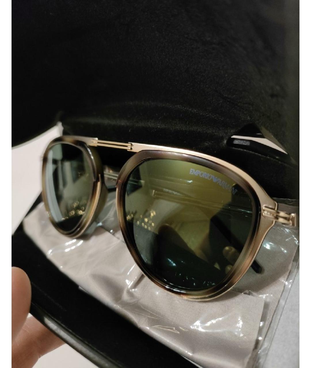 EMPORIO ARMANI Золотые металлические солнцезащитные очки, фото 5