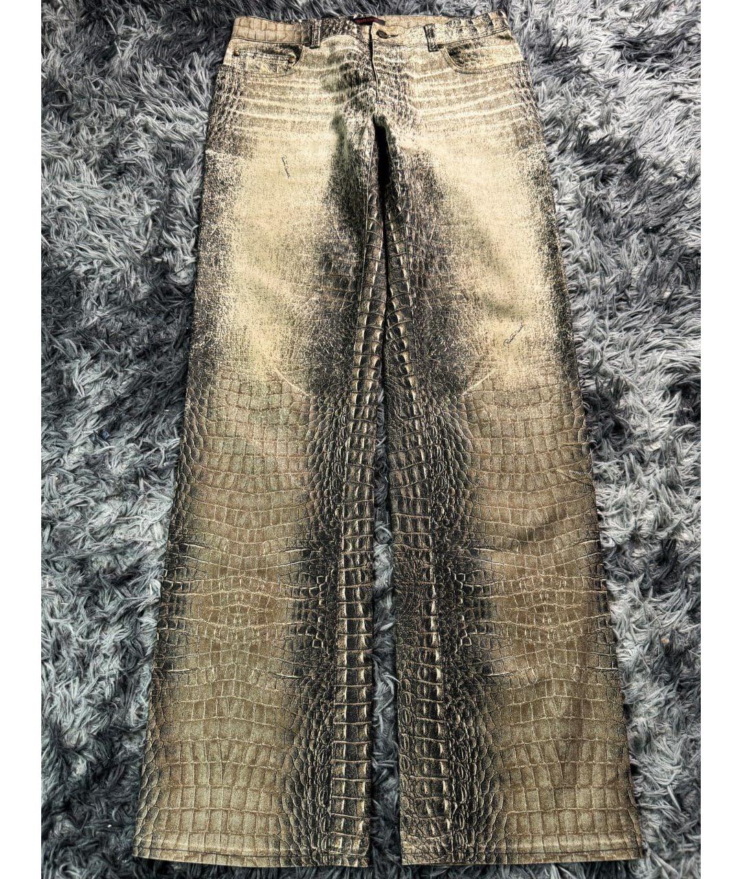 ROBERTO CAVALLI Бежевые хлопковые прямые джинсы, фото 8