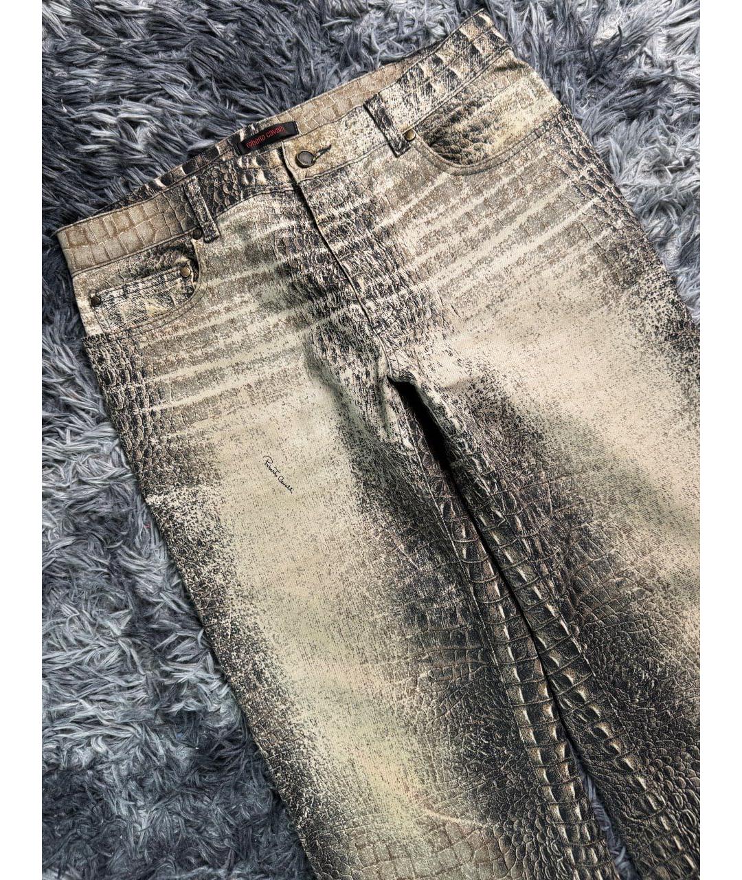 ROBERTO CAVALLI Бежевые хлопковые прямые джинсы, фото 4