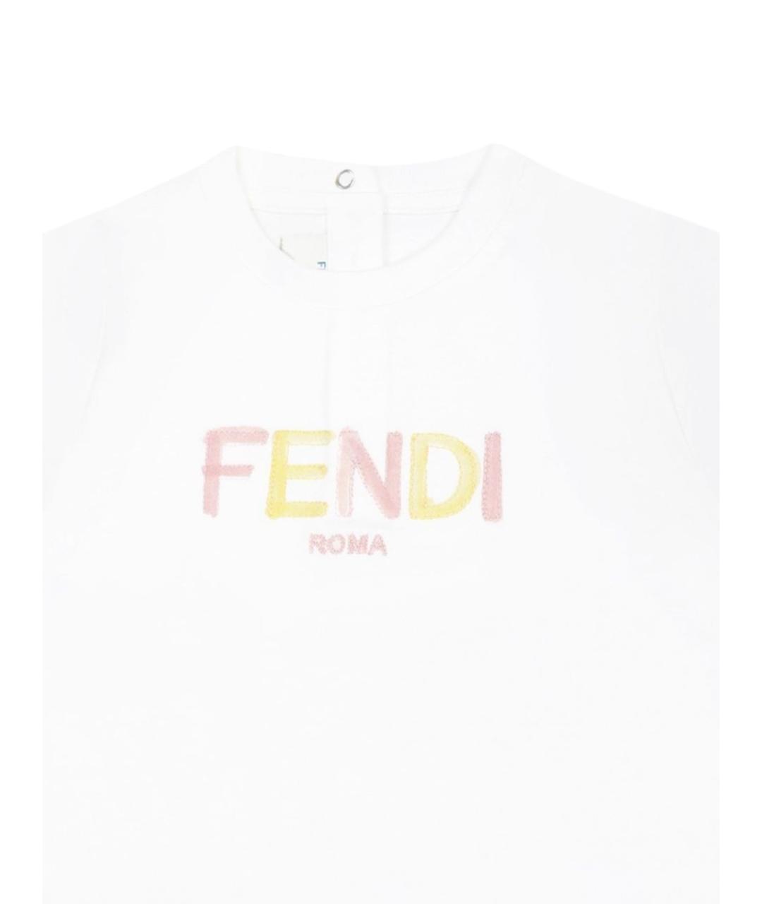 FENDI Белый хлопковый футболка / топ, фото 3