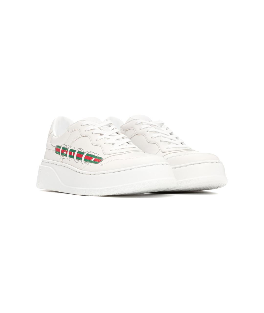 GUCCI Белые кеды из искусственной кожи, фото 3