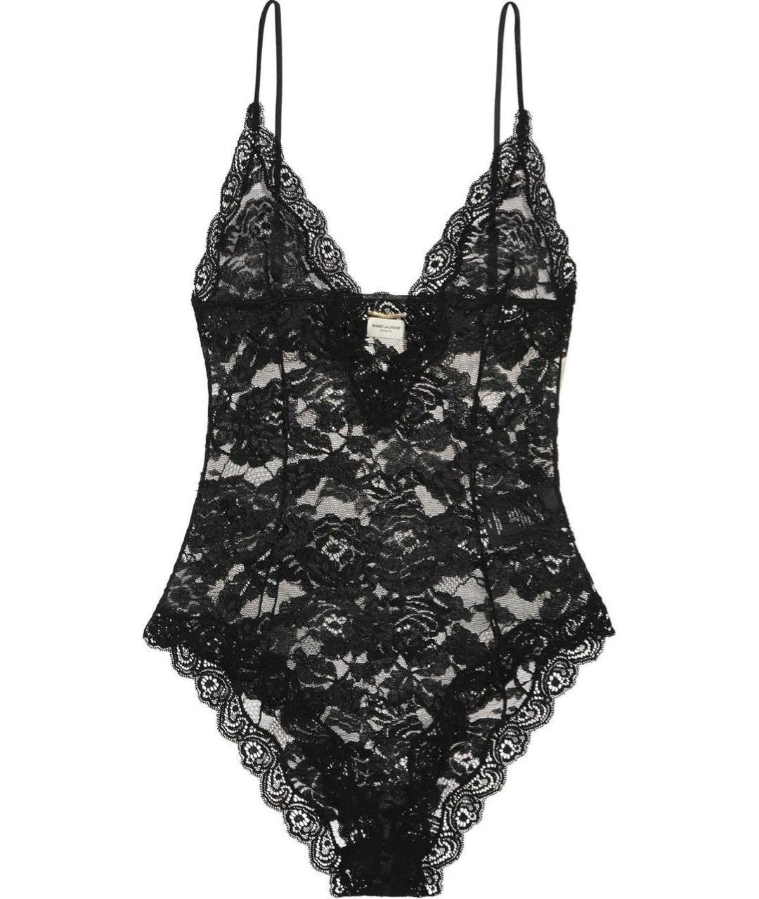 SAINT LAURENT Черное кружевное боди, фото 2