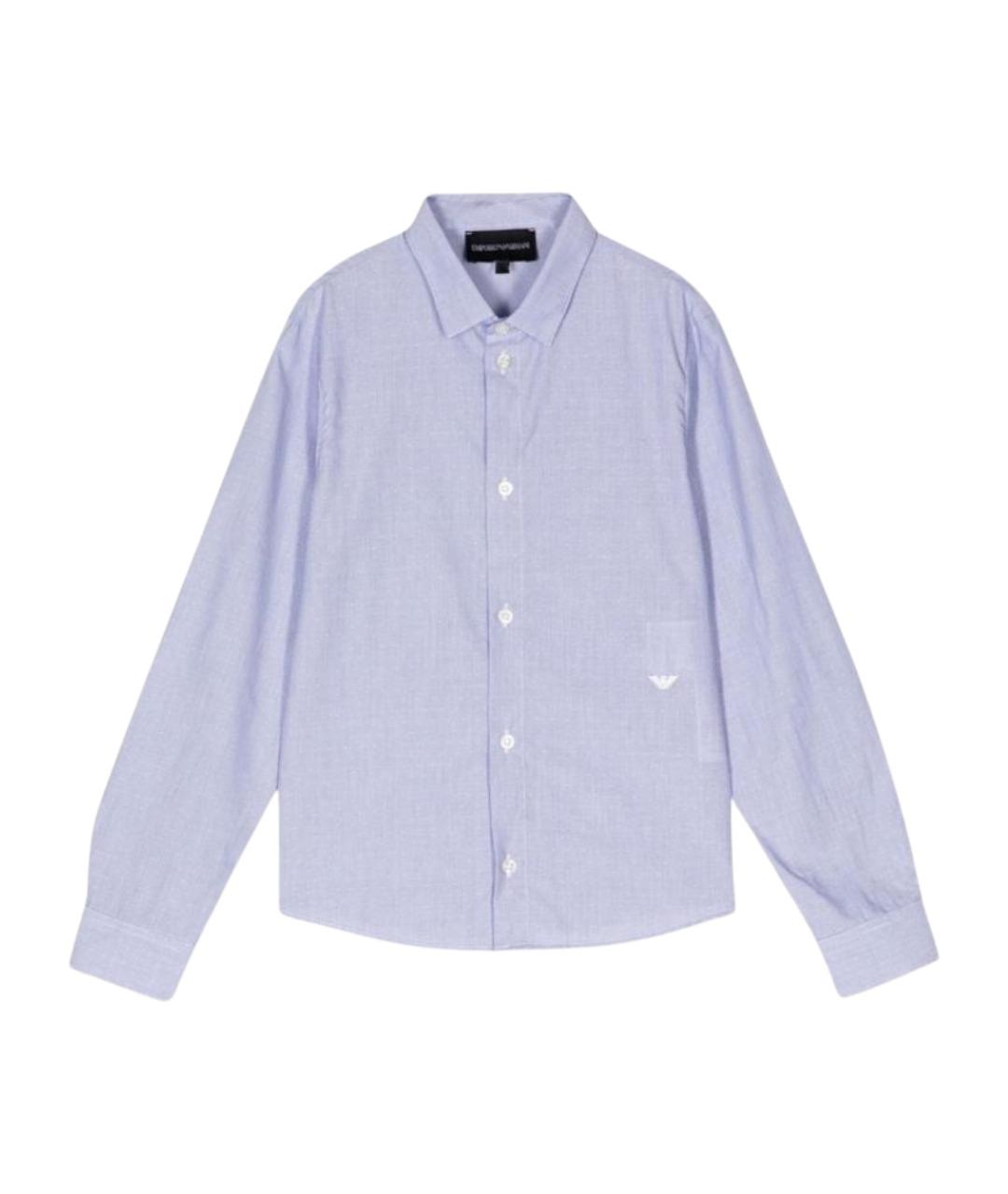 EMPORIO ARMANI Голубая хлопковая детская рубашка, фото 1