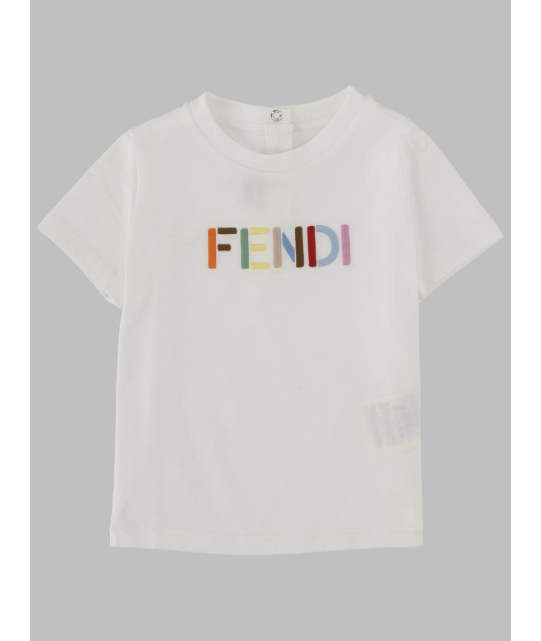 FENDI Белый хлопковый футболка / топ, фото 3