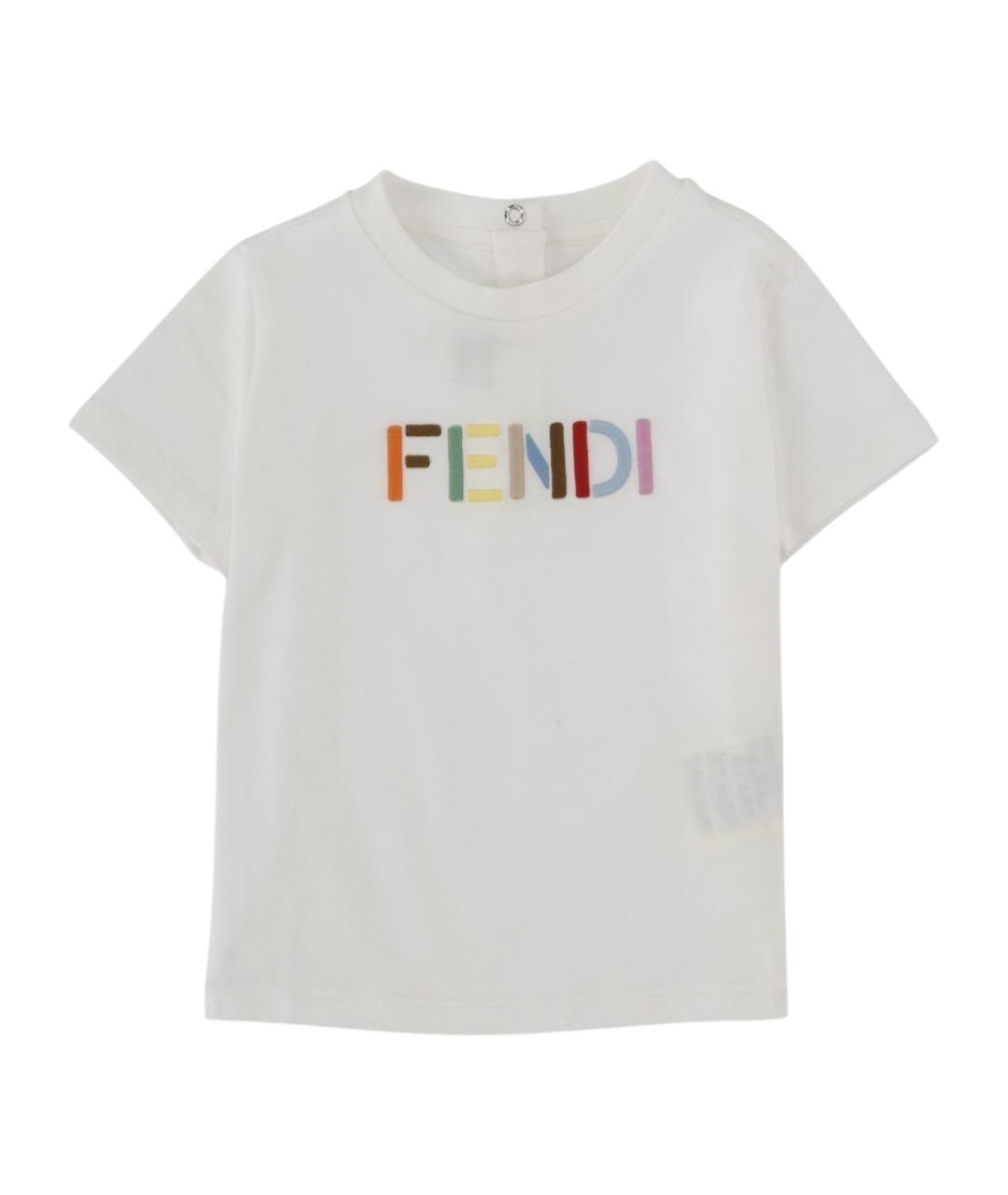 FENDI Белый хлопковый футболка / топ, фото 1