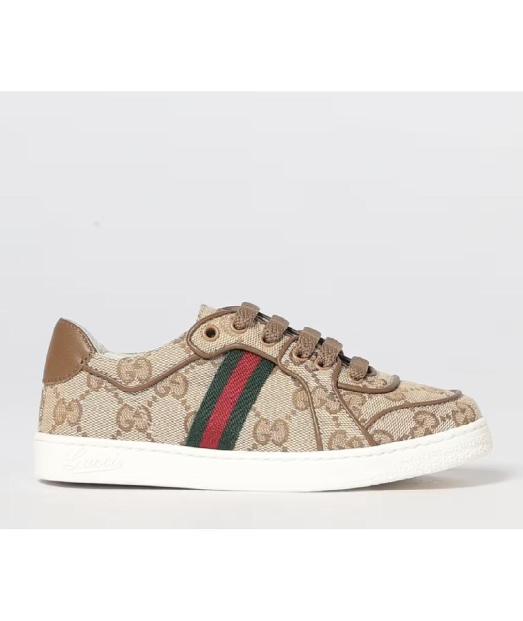 GUCCI Бежевые текстильные кеды, фото 4