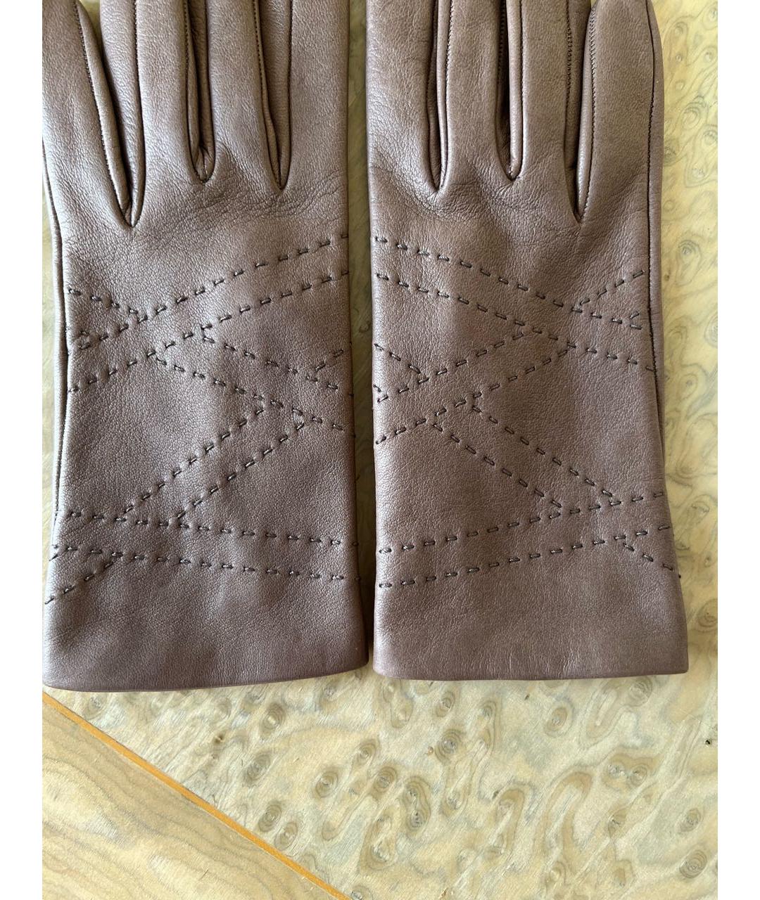 HERMES PRE-OWNED Коричневые кожаные перчатки, фото 3