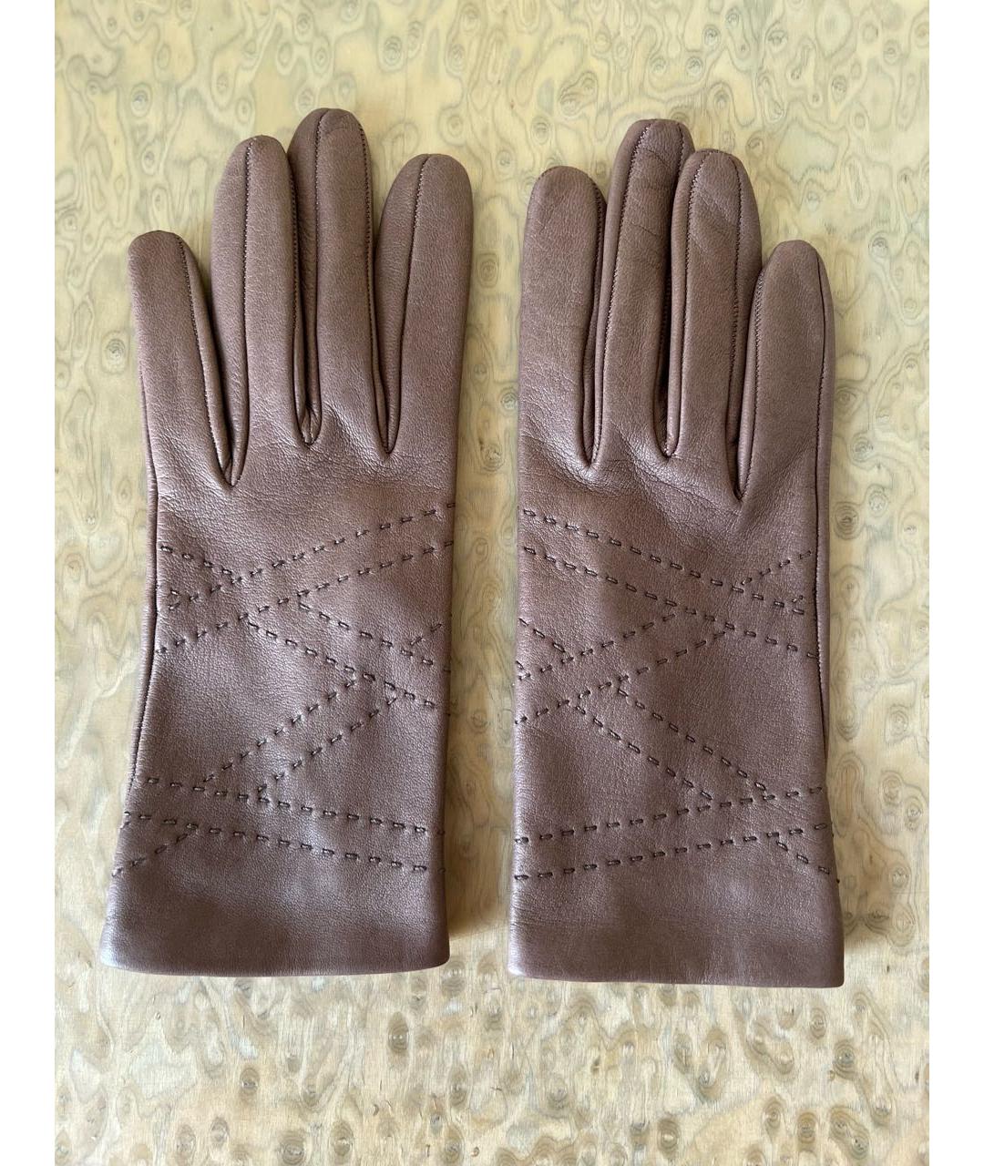 HERMES PRE-OWNED Коричневые кожаные перчатки, фото 5