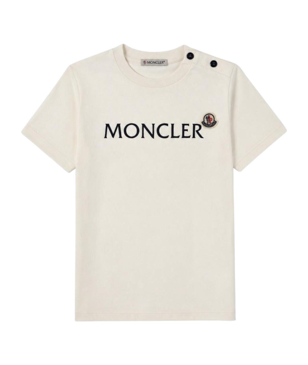 MONCLER Белый хлопковый футболка / топ, фото 1