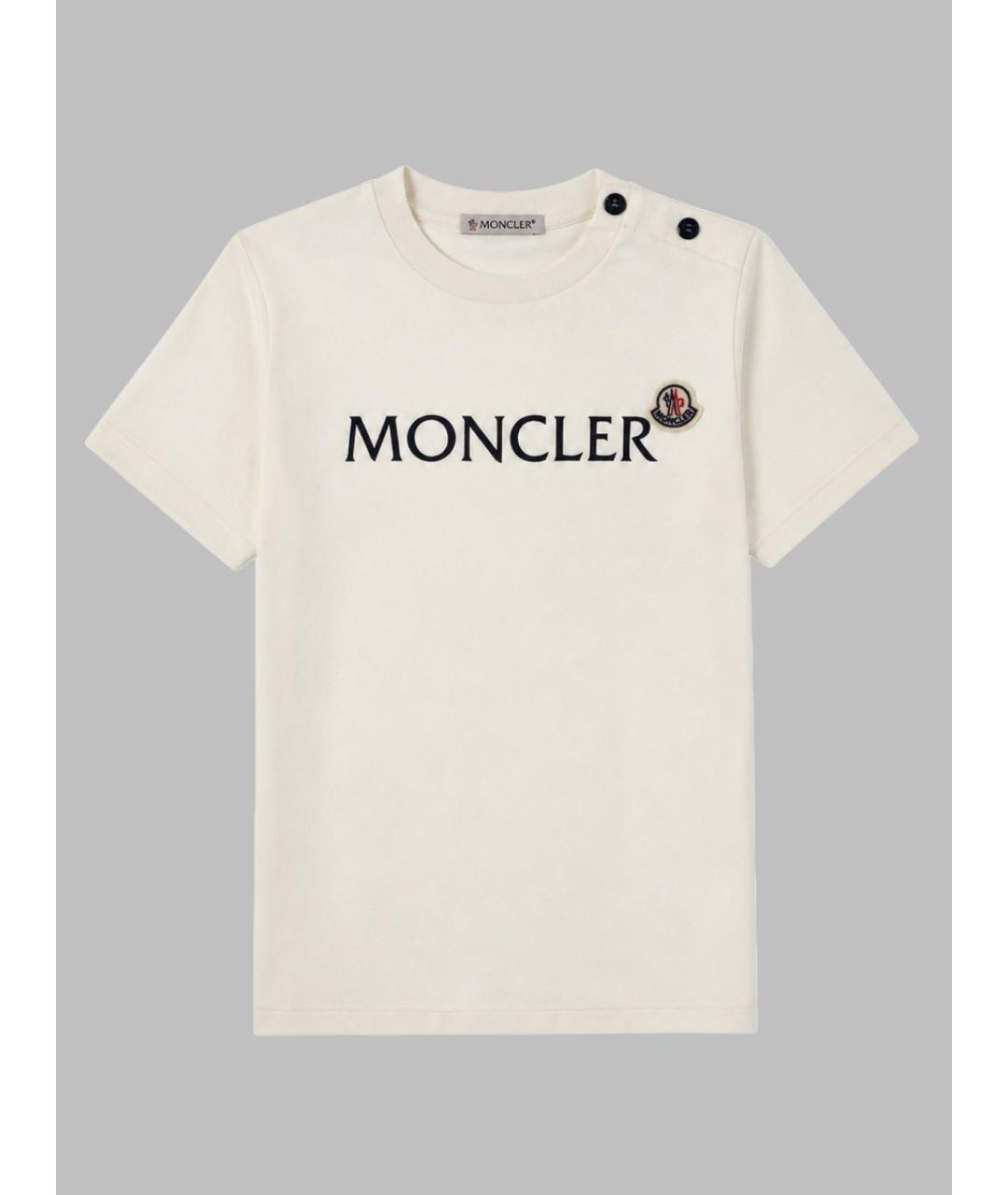 MONCLER Белый хлопковый футболка / топ, фото 3
