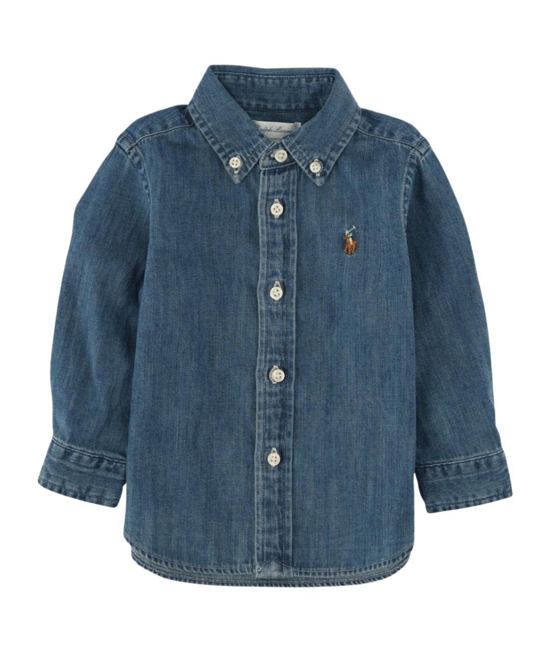 POLO RALPH LAUREN Синяя хлопковая детская рубашка, фото 1
