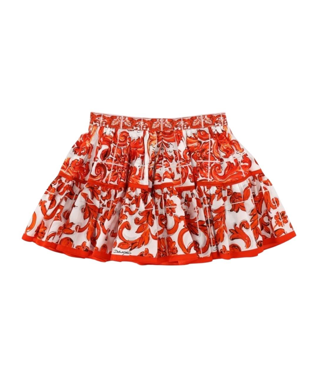 DOLCE&GABBANA Оранжевая хлопковая юбка, фото 1