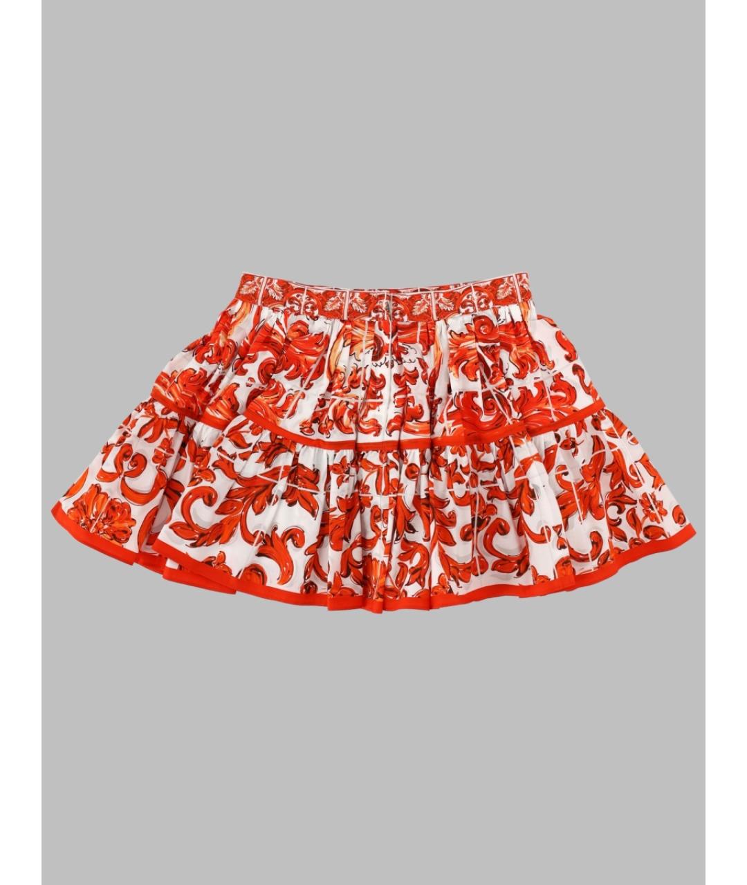 DOLCE&GABBANA Оранжевая хлопковая юбка, фото 2