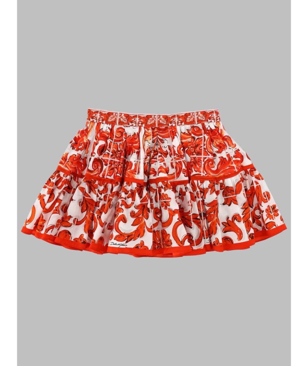 DOLCE&GABBANA Оранжевая хлопковая юбка, фото 3