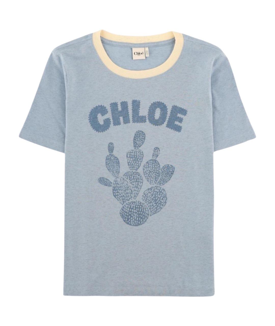 CHLOE Синяя хлопковая футболка, фото 1