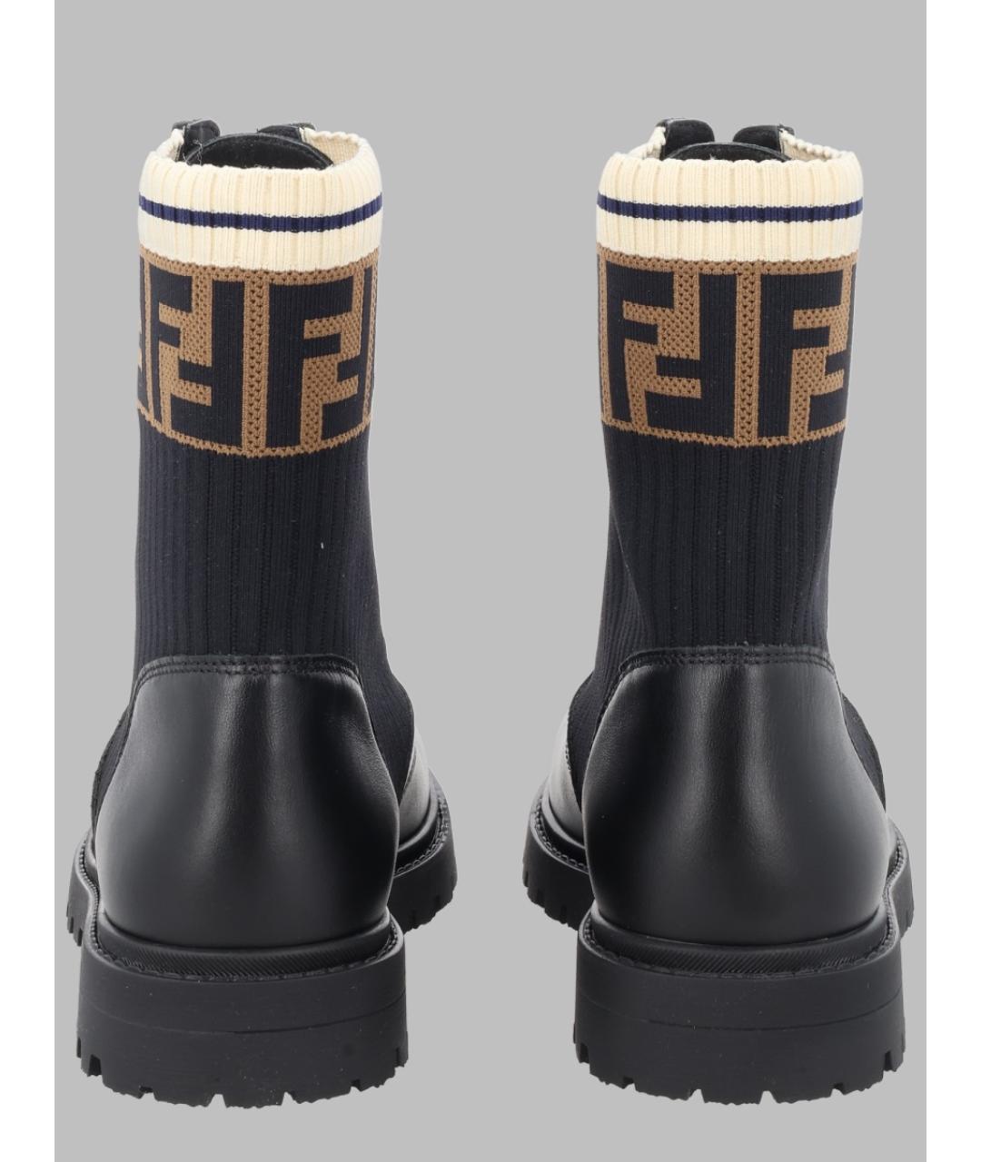 FENDI Черные кожаные ботинки, фото 3